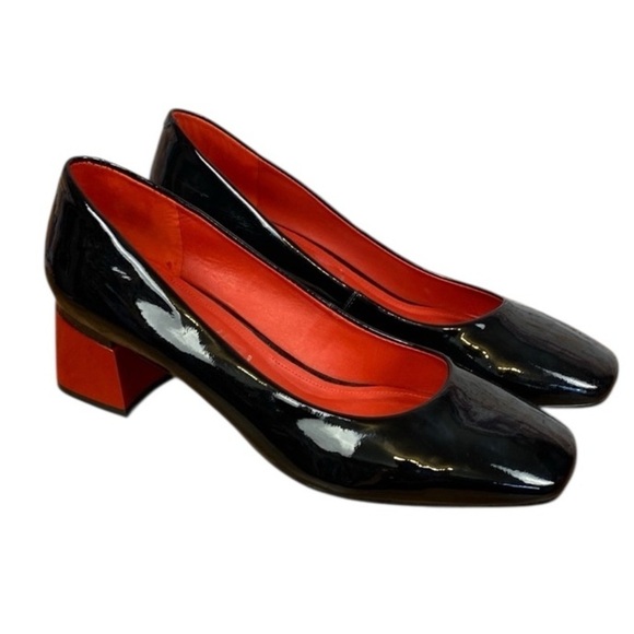 CAPELLI ROSSI Shoes - CAPELLI ROSSI Black and Red Patent Leather Block Heel Round Toe Shoes Sz EU39